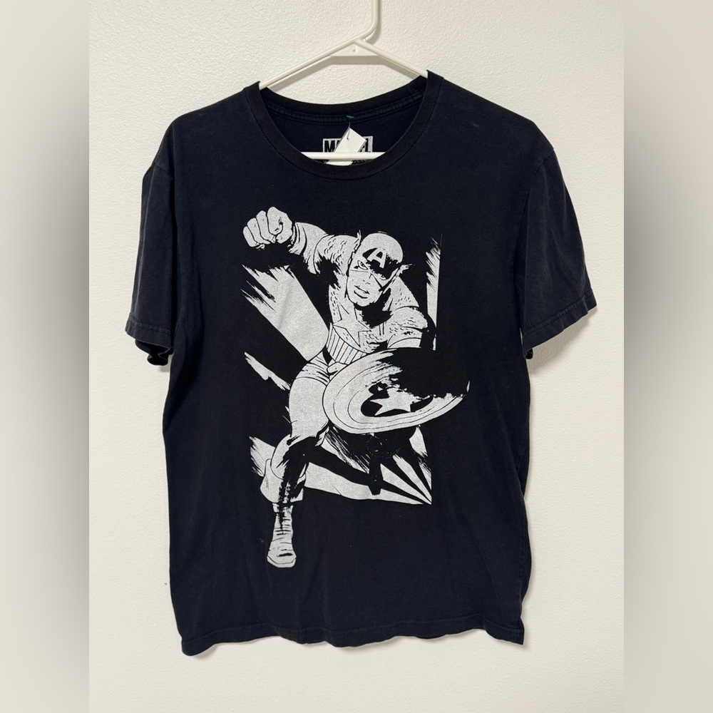 Marvel Black & White Captain America Graphic Tee